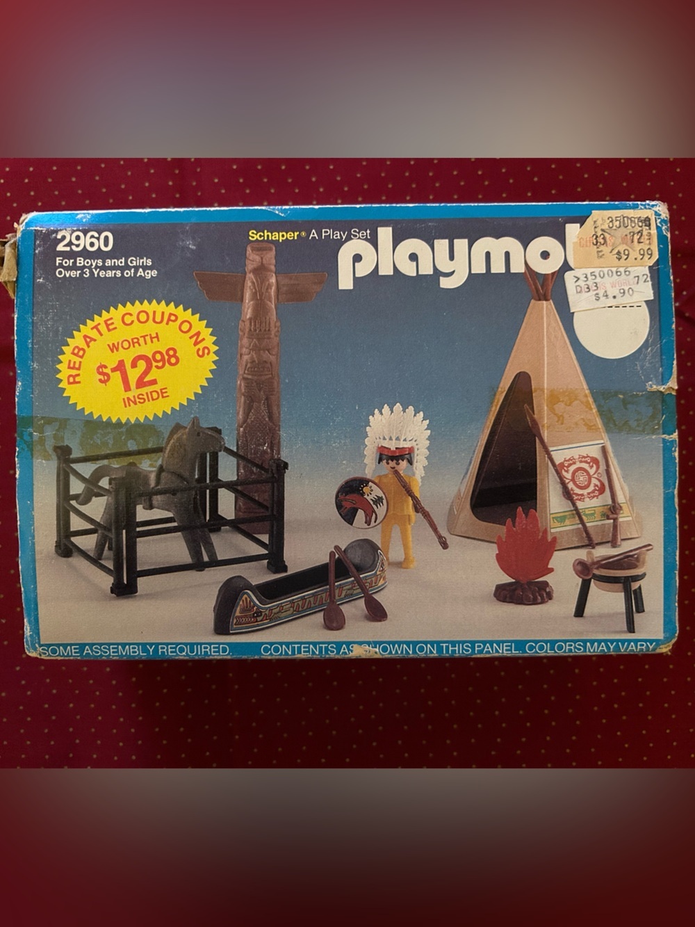 Vintage Playmobil 2960 Native American Toy Set-Some Items Missing